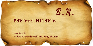 Bérdi Milán névjegykártya